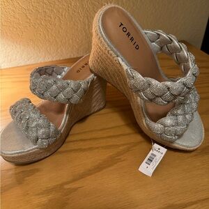 Torrid Metallic Woven Wedge Sandals